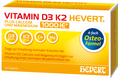 VITAMIN D3 K2 Hevert plus Ca Mg 1000 IE/2 Kapseln